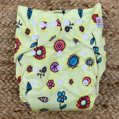Bamboo Cloth Nappy Yellow Flowers