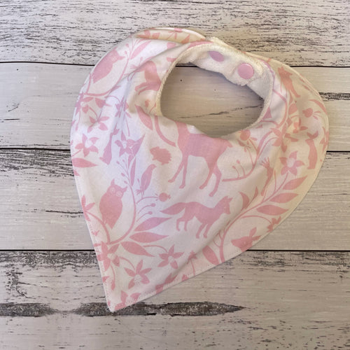 Bamboo Bandana Bib - Pink woodlands