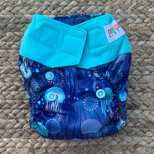 Bamboo Microfibre Newborn Cloth Nappy - Sea Creatures