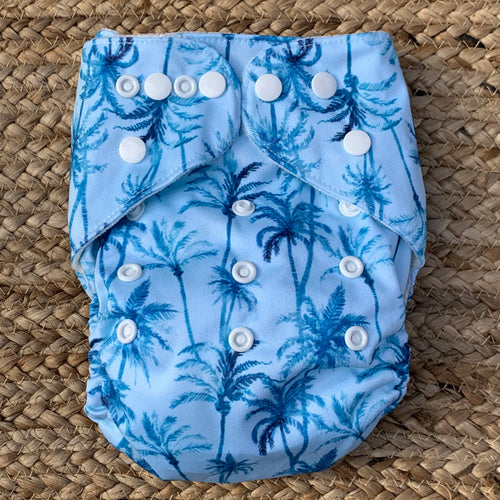 Bamboo Cloth Nappy Blue Palms