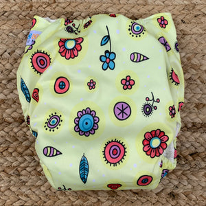 Bamboo Cloth Nappy Yellow Flowers