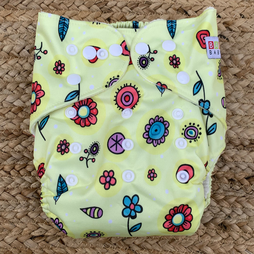 Bamboo Cloth Nappy Yellow Flowers