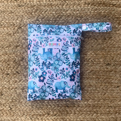 Small Wet Bag - Floral Elephants