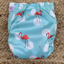 Load image into Gallery viewer, Bamboo Cloth Nappy Blue Flamingo