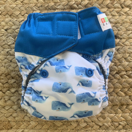 Bamboo Microfibre Newborn Cloth Nappy - Whale