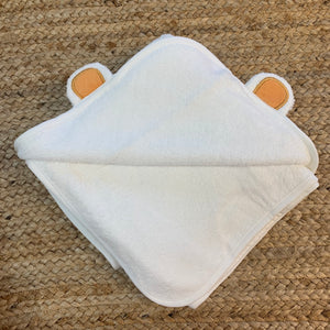100% Bamboo White & Brown Hooded Towel