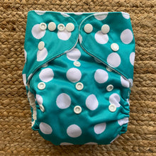 Load image into Gallery viewer, Bamboo Cloth Nappy Teal Spots