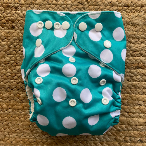 Bamboo Cloth Nappy Teal Spots