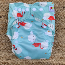 Load image into Gallery viewer, Bamboo Cloth Nappy Blue Flamingo
