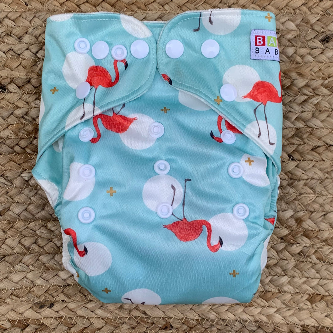 Bamboo Cloth Nappy Blue Flamingo